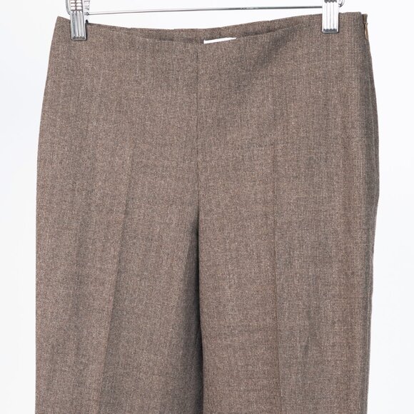 Brunello Cucinelli Brown Micro-Plaid Stretch-Wool Trousers - Picture 3 of 10